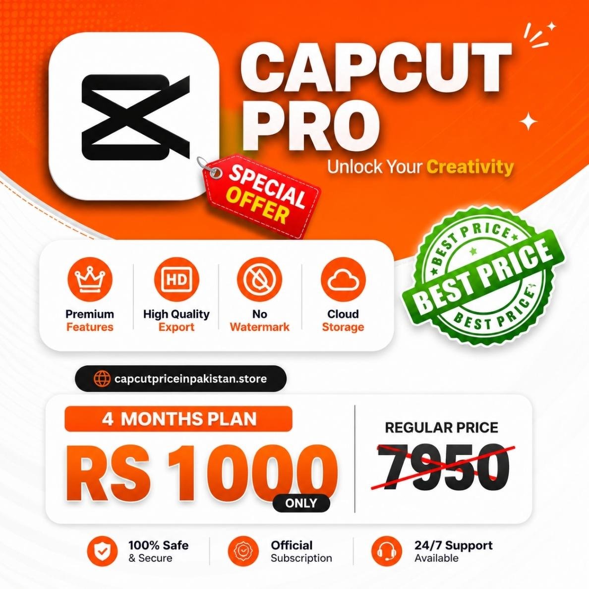 capcut pro price 4 months in pakistan ad